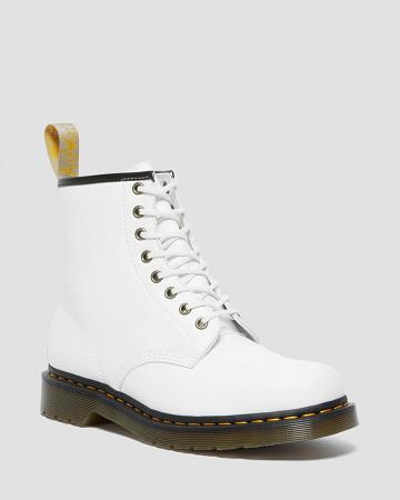 White Women's Dr Martens Vegan 1460 Kemble Lace Up Boots | CA 223BEX